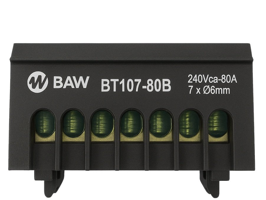 BORNERA REPARTIDORA MODULAR P/DIN BAW - 7 TORNILLOS 6MM NEGR